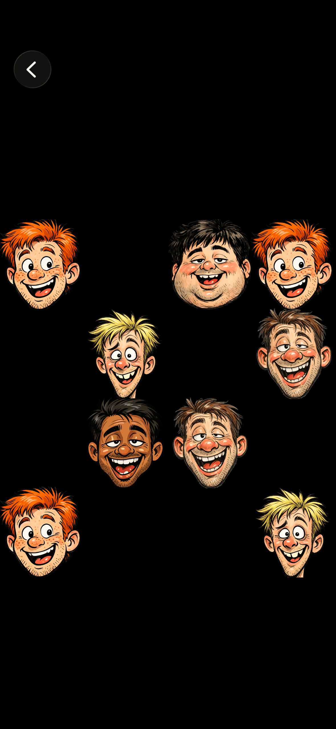 A board of revealed friendly cartoon faces mid-game